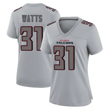 Women's Atlanta Falcons Xavier Watts Gray Game Atmosphere Fashion Jersey By Nike